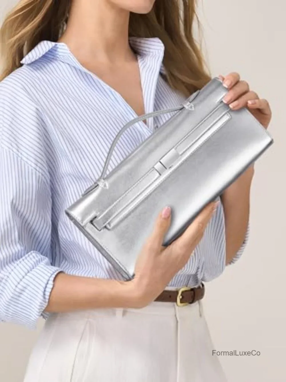 Women's Top Handle Clutch Purse, Faux Leather Handbag for Evening Party, Slim